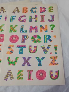 Vintage Stickers Neon Alphabet Stickers Scrapbooking Lot Of 3 Sheets - Picture 1 of 4