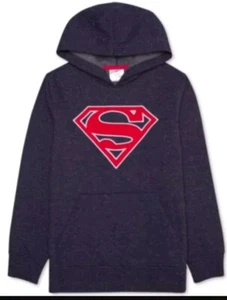 Hybrid Superman Shield Pullover Hoody Big Boys Navy Sparkle Snow XL 18/20 - Picture 1 of 1