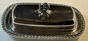 FB Rogers Silber Teller Butterdose 1905 mit gerolltem Glaseinsatz Vintage 8 Zoll - Bild 1 von 12