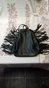 Victoria's Secret Fringed Faux Leather Drawstring Bag/Backpack Used. Excellent . - Picture 1 of 5