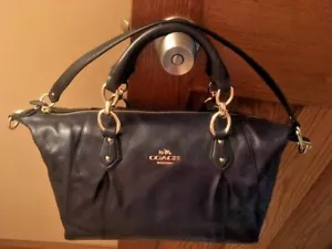 Coach Colette Leather Satchel Shoulder Bag Handbag Purse Midnight Blue Gold $428 - Picture 1 of 6