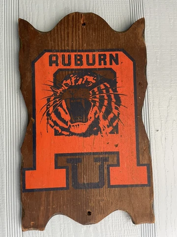 Vintage 1980s Auburn Tigers Wooden Plaque 16x12 Cover