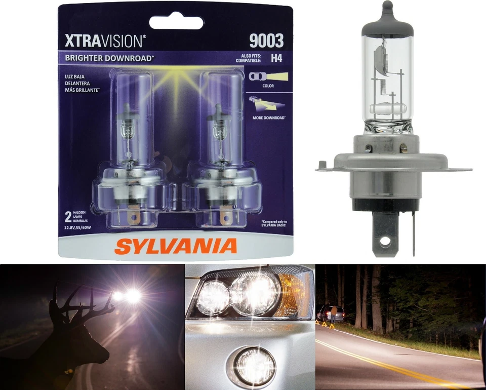 Sylvania Xtra Vision 9003 HB2 H4 60/55W Dos Bombillas Cabeza Luz Repuesto Alta Baja Foto 1 de 4
