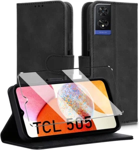 Huiyoumy Cover E Vetrino Compatible with TCL 505 Premium Pelle PU Flip Libro Cus - Photo 1/12