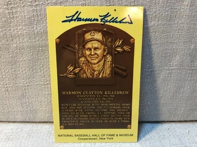 Harmon Killebrew Signed Autographed Gold Hall of Fame Plaque HOF Postcard Card - Image 1 of 3