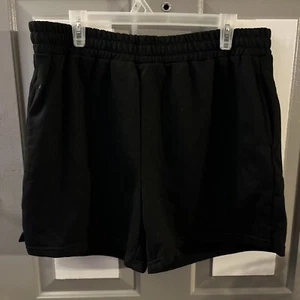 Locoowai Fleece Shorts Women XXL Black Pockets Casual Comfortable Wide Waist NWT - Picture 1 of 11
