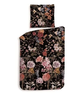Heckett & Lane Flanell Bettwäsche 135x200 Jane Black Blütenmeer Romantik Rosen