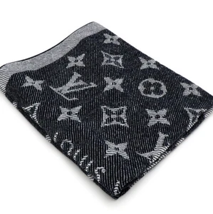 LOUIS VUITTON Beach Towel Blanket Monogram Navy 100% Cotton LV Made in Belgium - Picture 1 of 10