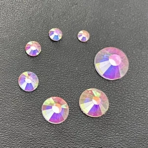 Crystal AB Rhinestones Non-HotFix Flat Back Nail Art Costuming SS6 - SS50 - Picture 1 of 30