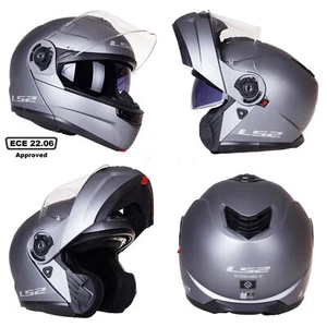 LS2 FF908 STROBE II ECE22.06 FLIP UP MOTORCYCLE CRASH HELMET SCOOTER TITANIUM - Picture 1 of 9