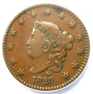 1828 Coronet Matron Large Cent 1C (Large Date) - ANACS VF35 - Rare Coin!