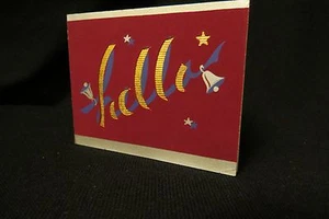 Vintage ART DECO Christmas Card c. 1930s BURGUNDY in color UNIQUE - Picture 1 of 5