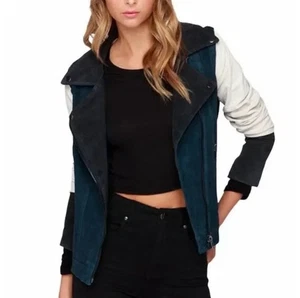 Chaser Suede Colorblock Full Zip Lined Jacket Women's Sz S/M NWT Style #CW6260 - Picture 1 of 9