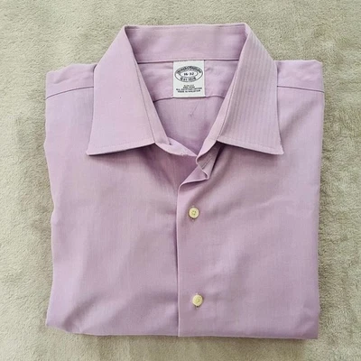 Camisa de vestir Brooks Brothers para hombre 16/32 calce ajustado Lavanda Buttom Up Lg Sl Egyp Cuna Foto 1 de 4