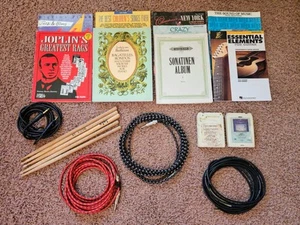 Lot Of Music Song Books Piano/Guitar/Vocal Plus Equipment, Cables, Drumsticks - Picture 1 of 2