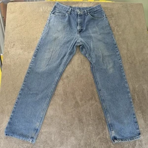 Wrangler Jeans Mens 34x34 Blue Denim Relaxed Fit Straight Leg Premium Quality - Picture 1 of 11