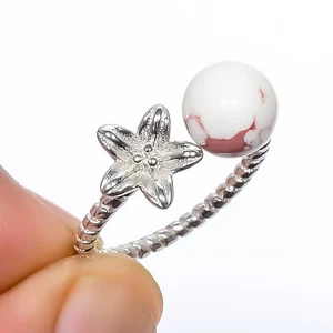 Copper White Turquoise Gemstone Silver Plated Jewelry Flower Ring Ad (125) - Picture 1 of 3