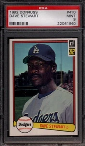 1982 DONRUSS # 410 DAVE STEWART☆ROOKIE☆ LOS ANGELES DODGERS ☆RARE☆ PSA 9 MINT - Bild 1 von 1