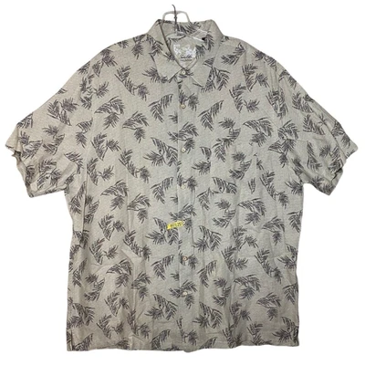 Hawaiian Tasso Elba Men XXL Tan Flora Silk/Linen Preppy Button Pocket Shirt - Image 1 of 4