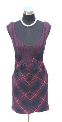 Vestido Free People Talla 6 Tejido Rojo Negro Amarillo Lana Mujer Funda a Cuadros S  Foto 1 de 4