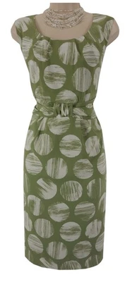 Vestido Vaina George Verde Lunares Salvia Estampado Círculo Talla 14 Oficina Verano Foto 1 de 4