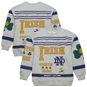 Men's Mitchell & Ness Heather Gray Notre Dame Fighting Irish All Over Print - Picture 1 of 11