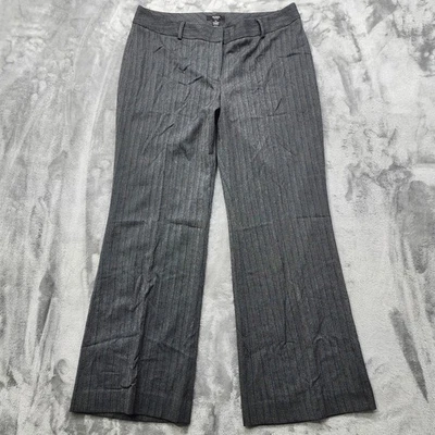 Calça Alfani Feminina 14P PETITE Preta Listrada Cintura Média Perna Flare Elástica Escritório - Imagem 1 de 4