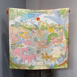 Luxury Animal Carnival Silk Twill Large Square Silk Women Shawl - Picture 1 of 23