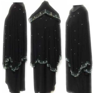 Damen Luxus Schwarz Steinarbeit Abaya Jilbab Burka - Bild 1 von 5