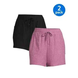 Athletic Works Women' Athleisure Shorts, 2-Pack Size 4X Purple /Black --O4-- - Picture 1 of 4