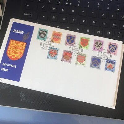 GB JERSEY FDC FIRST DAY COVER 1981 Definitive Coat Of Arms 1/2p-10p (11) U/A  - Image 1 of 3