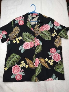 BEAUTIFUL HILO HATTIE- 100% RAYON -WOMENS FLORAL TOP -SIZE LARGE - Picture 1 of 10