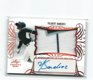 2020 Leaf Trinity Patch Auto Yolbert Sanchez #PA-YS1 Atlanta Braves Jersey RC - Picture 1 of 2