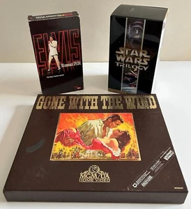 3 VHS Tapes Star Wars Trilogy, Gone With The Wind 50th Anniv, Elvis Comeback Sp. - Picture 1 of 10