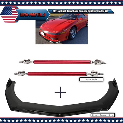 Glossy Black Front Rear Bumper Splitter Spoiler Kit For Mitsubishi 3000GT - Image 1 of 4