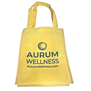 Canvas Tote Bag Reusable Shopper – Natural Beige Cotton, Aurum Wellness Graphic - Picture 1 of 7