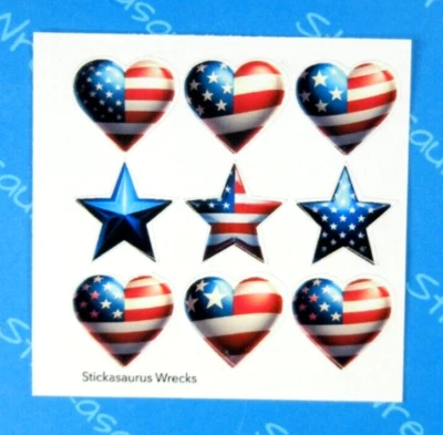 Mini hoja de pegatinas de corazones y estrellas de bandera patriótica Foto 1 de 3