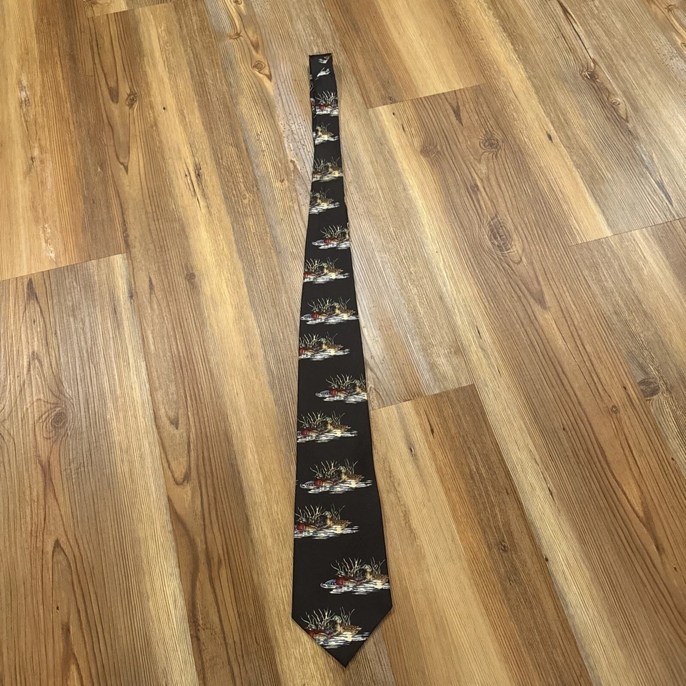 Ducks Unlimited Men's Tie Mallard Dog Hunting 100% Silk Necktie Made In USA (1) - Image 1 of 2