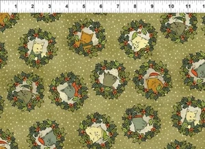 Am Anfang Weihnachtskatzen von Jason Yenter 2CHC1 Katzen im Kranz Baumwolle - Bild 1 von 1