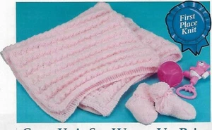 Baby Afghan & Booties knitting PATTERN INSTRUCTIONS - Picture 1 of 1