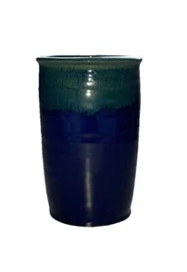 Ceramic Utensil Holder/Vase Blue&Green 8” Tall 5” Wide - Picture 1 of 5