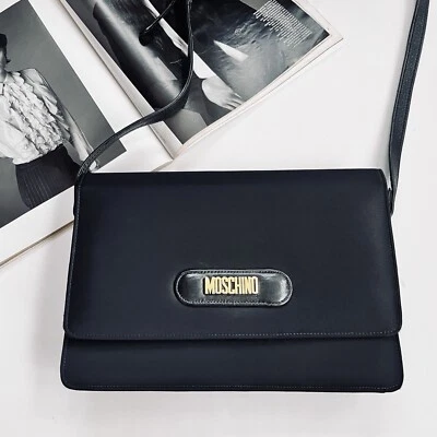 Vintage 1990s Moschino Nylon And Leather Purse Crossbody Bag Clutch - Image 1 of 4