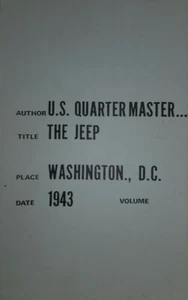 US Quartermaster the Jeep Washington DC 1943 Reviews book WW2 - Picture 1 of 1