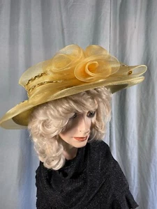 Sombrero de fiesta de derby/iglesia/boda/tea de diseñador de Millinery para mujer (WF01 dorado) - Imagen 1 de 9