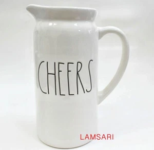 Rae Dunn Large Ceramic CHEERS LL Pitcher White NEW - Picture 1 of 1
