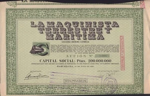 SPAIN Barcelona: La Maquinista Terrestre y Maritima dd 1952 - Locomotive vign- - Picture 1 of 1