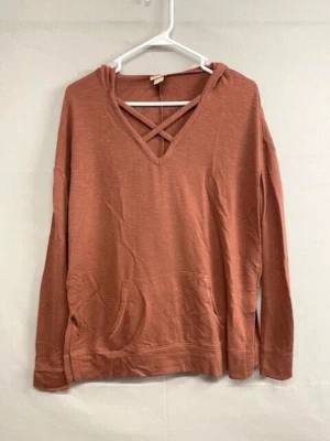 Mossimo Supply Co Womens Sweater Hooded Criss Cross Front Pocket Size Large - Image 1 of 4