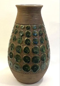 Mid Century Ceramic USA 362 Vase  Wood w/ Glazed Green Dot Design - Picture 1 of 9
