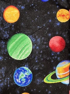 VTG Cranston Fabric Bright Planets in Dark Sky 1/2 Yard x 44" Width - Picture 1 of 3