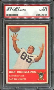 1963 Fleer #60 Bob Coolbaugh PSA 9 Raiders no red stripe on back - Picture 1 of 2